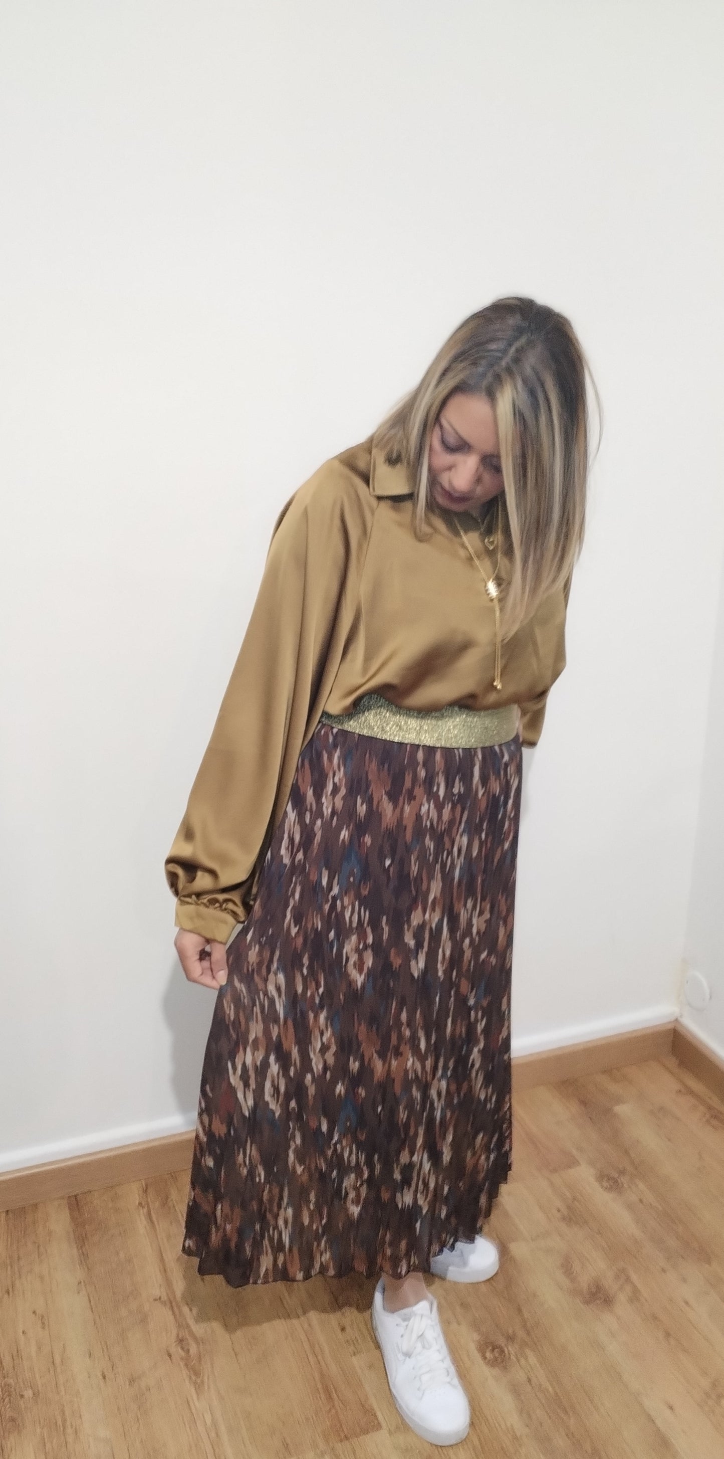 Printed pleated skirt