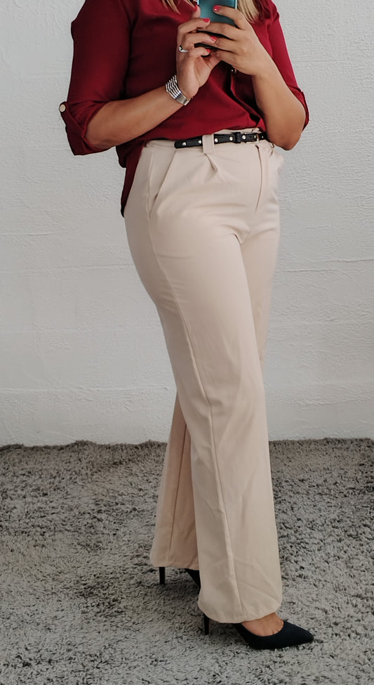 Pantalon Tailleur Beige